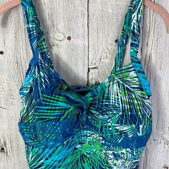 LL Bean Shaping Palm Print Tankini Swim Top Size 12    31 - Picture 2 of 8